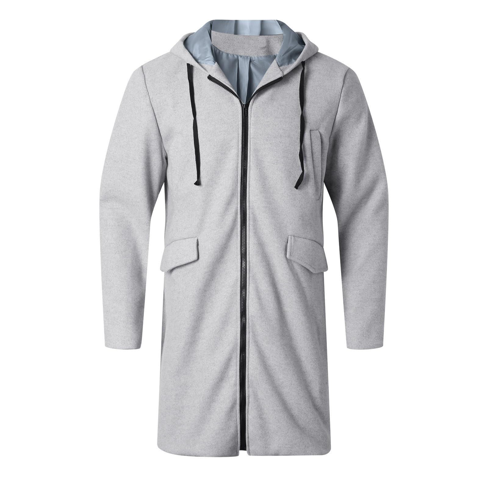 Generisch Wollmantel Herren Slim Fit Parka, Herren Wintermantel im modischen Langschnitt mit weicher Wollqualität praktischer für optimalen Komfort