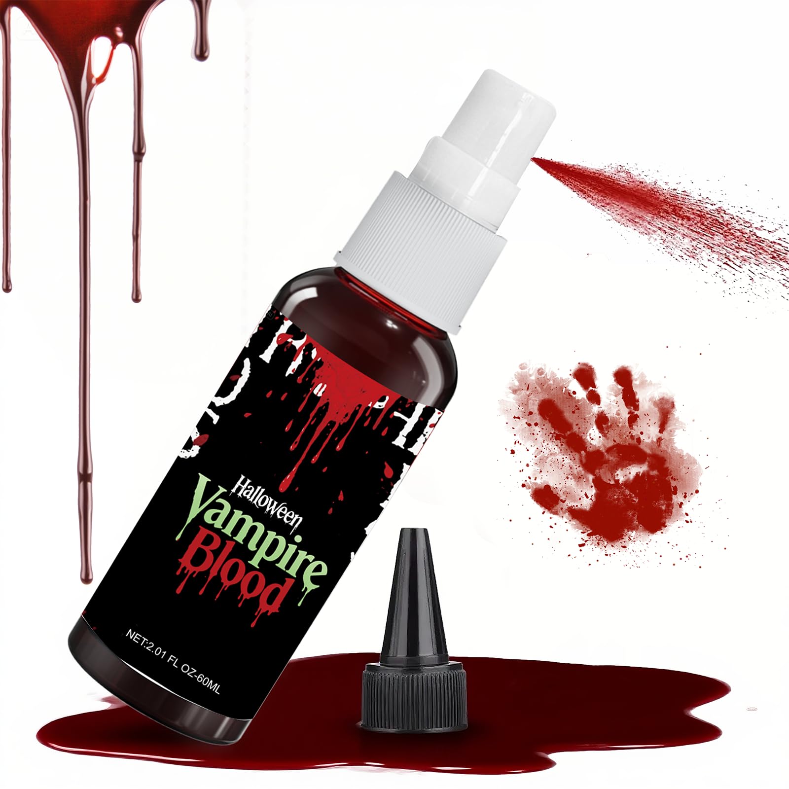 Fake Blood Spray 2.01Oz,Vampire Blood Makeup for Halloween Cosplay,washable