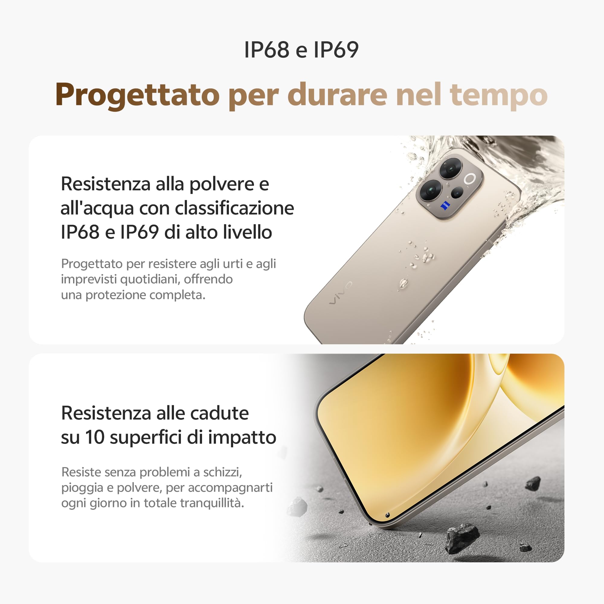 vivo V70 5G Smartphone 8GB RAM + 256GB, Fotocamera ZEISS 50MP con Super Teleobiettivo, Video 4K, Display OLED 6,59" 1.5K, Batteria 5400mAh, Sblocco Impronta Digitale 3D, IP68/IP69, Android 16,NFC