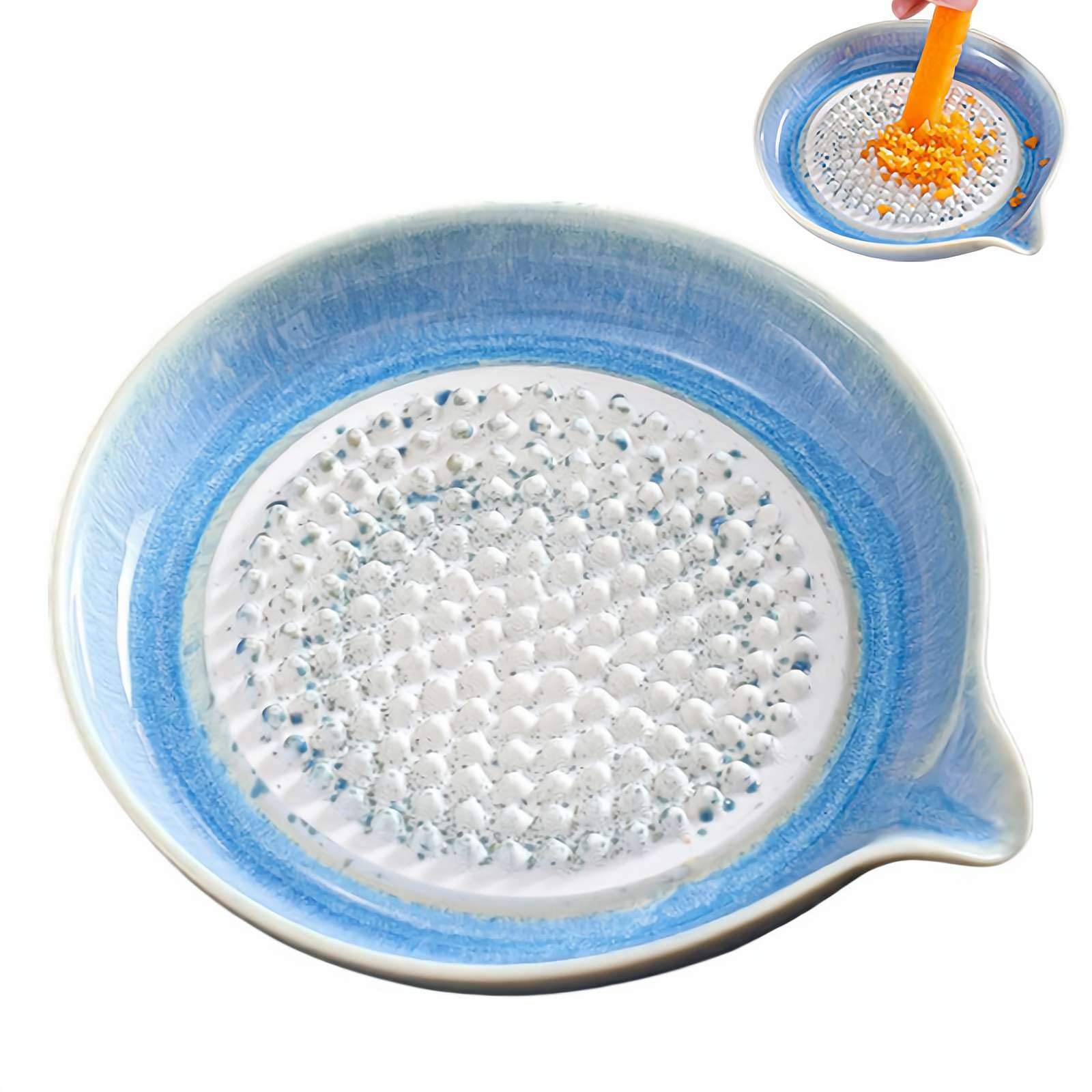 Ceramic Grater Plates, Ceramic Grater for Fruits Vegetables Ginger Cheese Garlic and Onion (Blue 1pcs)