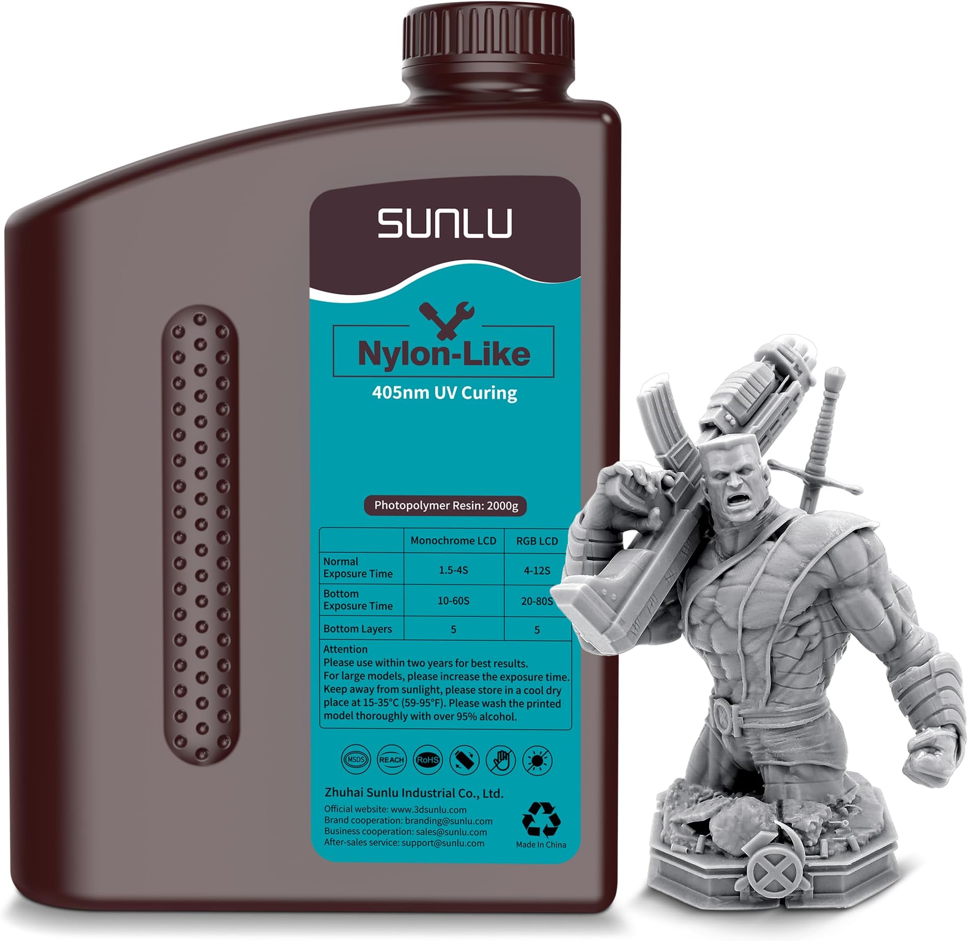 SUNLU 3D Printer Resin, Strong Durable Nylon Like 3D Resin for LCD DLP SLA Resin 3D Printers, 395-405nm UV Light Curing 3D Printing Liquid Photopolymer Resin, Good for Functional Parts, 2000g, Grey