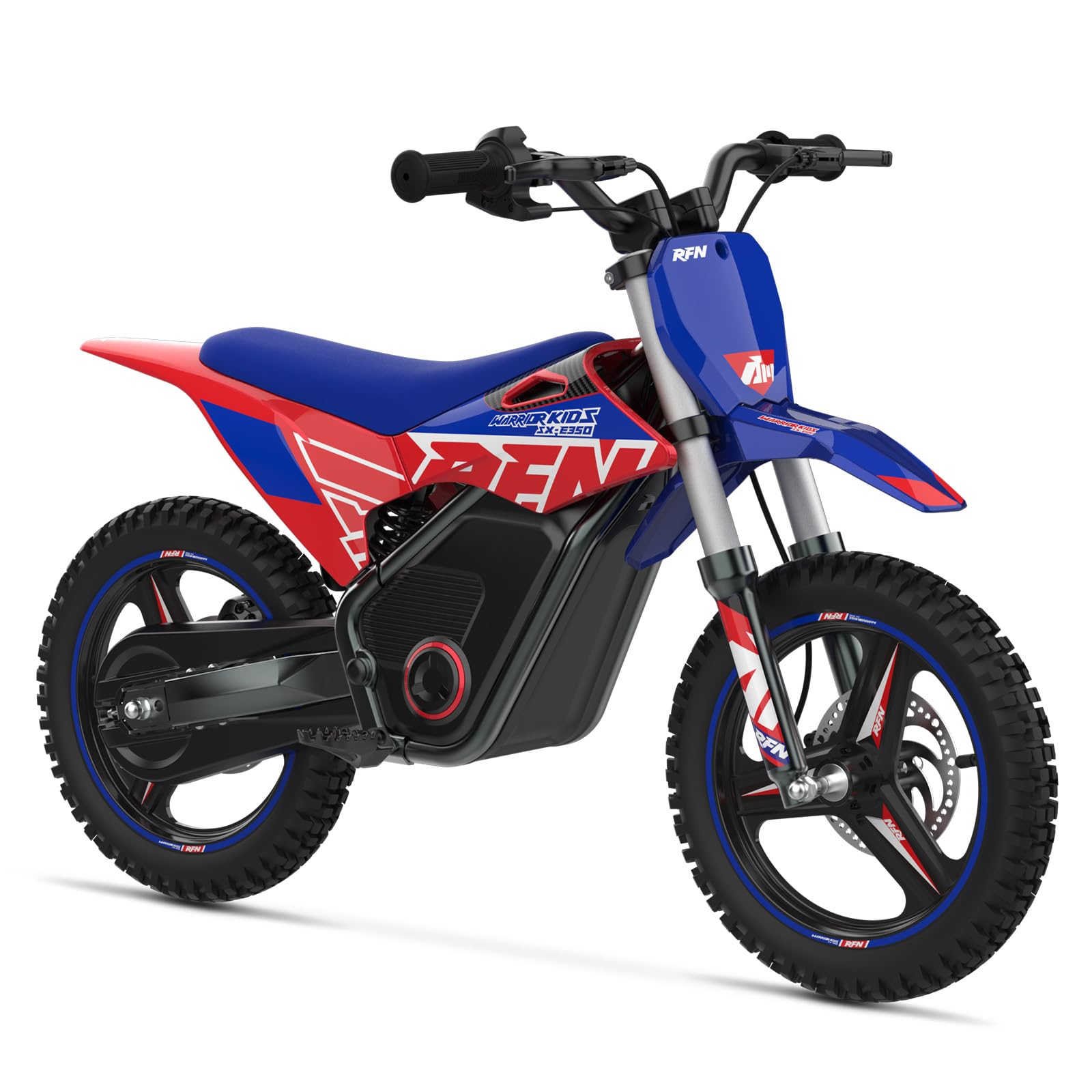 RFN SX-E350 36V Kinder Elektro Dirt Bike Elektromotorrad für Kinder 350W Motor 500W Spitzenleistung 14 Zoll Offroad Bike 20 km Reichweite 3 Gänge für 4 bis 8 Jahre