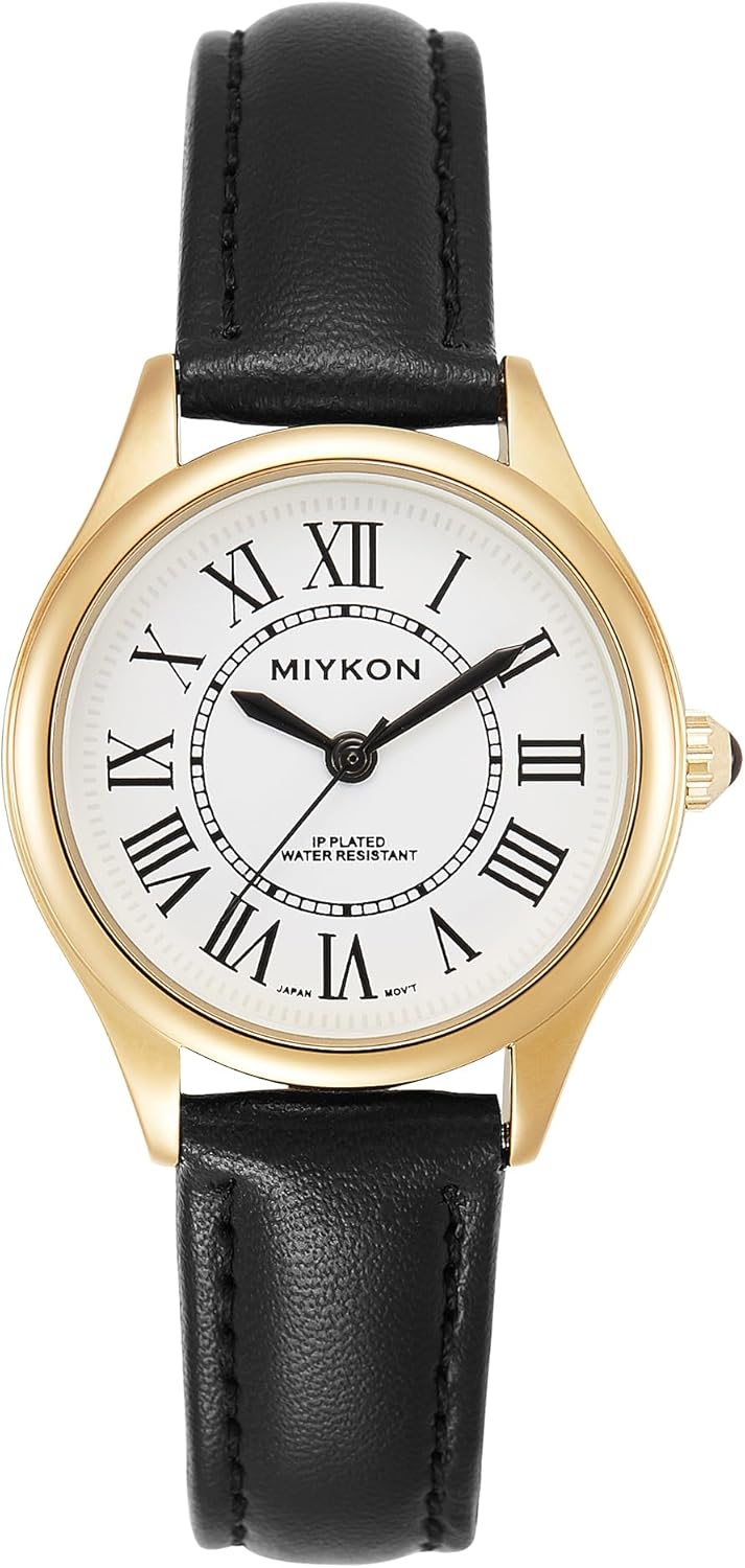 Miykon Minimalist Vintage Watches for Women – Small Dainty Cute Ladies Analog Watch with Genuine Leather Strap – Japanese Quartz, Waterproof to 100ft