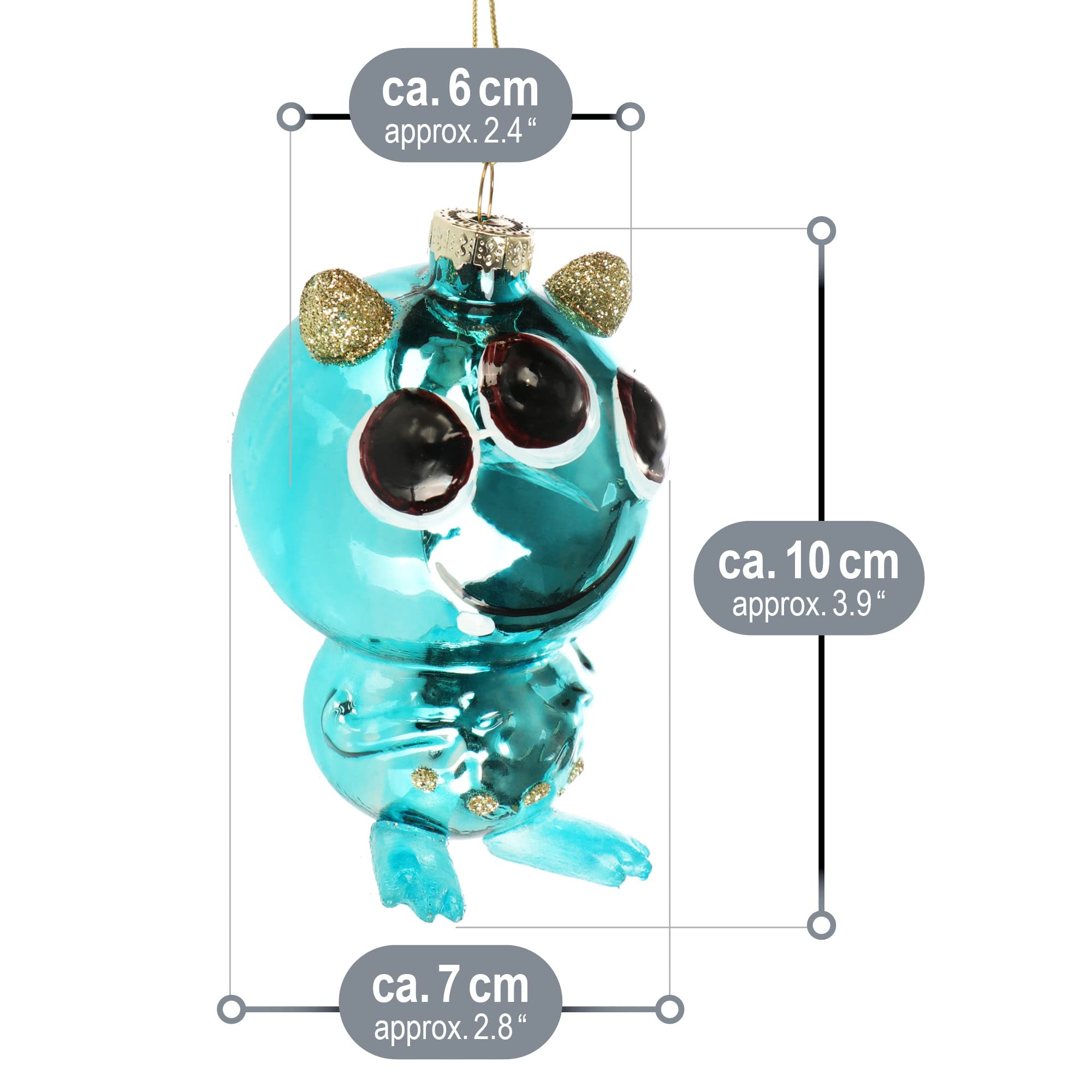 com-four® 3X Premium Christbaumschmuck - Deko-Alien aus echtem Glas - besondere Baumkugeln als Weihnachtsdeko - spezielle Weihnachtsbaumanhänger (Fantasy-Alien - 3 Stück)