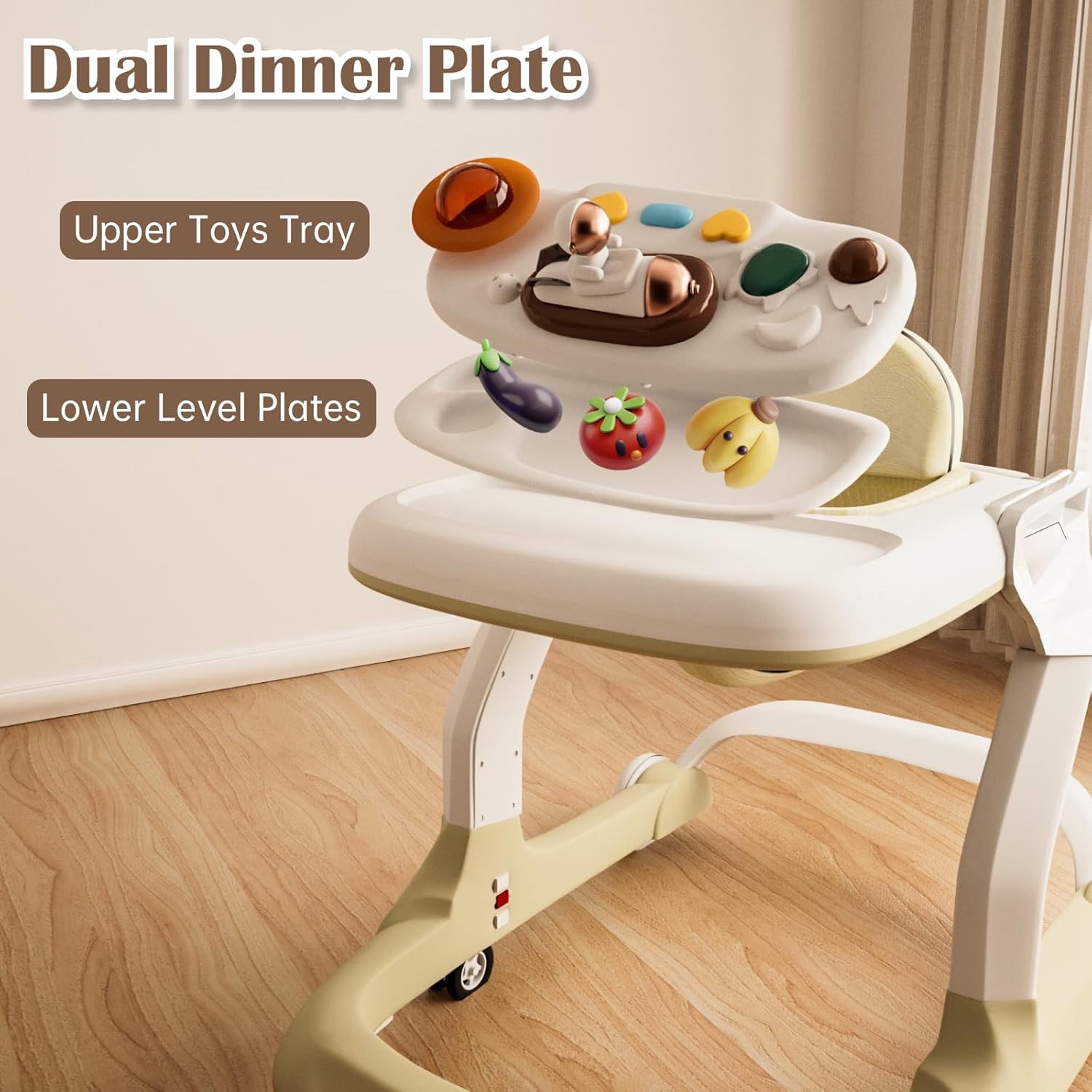 Music and Lights Baby Walker with Wheels,9 Adjustable Heights Infant Toddler Walker,Baby Walkers with Foot Pads,Anti-Fall Baby Walker and Activity Center for Boys Girls Babies 6-18 Months - Image 3