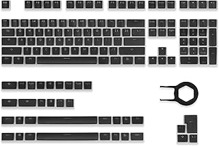 Happy Balls Keycaps PBT Backlit Doubleshot Cherry MX Pudding Keycap Set OEM Profile Translucent with Keycap Puller for US UK Layout 61 68 84 87 104 108 MX Switches Mechanical Keyboard(Black)