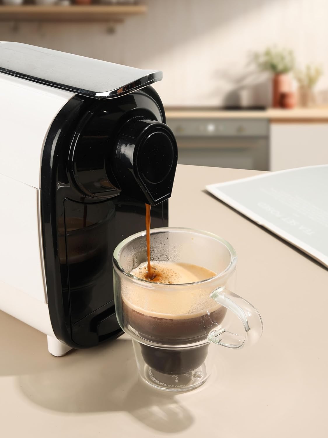 NIRA.Z 4 Pack Double Wall Glass Coffee Mugs 12 OZ Insulated Espresso Cups with Handle, Stackable Thermal Glass Coffee Cups, Ideal for Hot & Cold Drinks, Juice, Americano, Latte, Tea Bags, Cappuccinos - Image 2