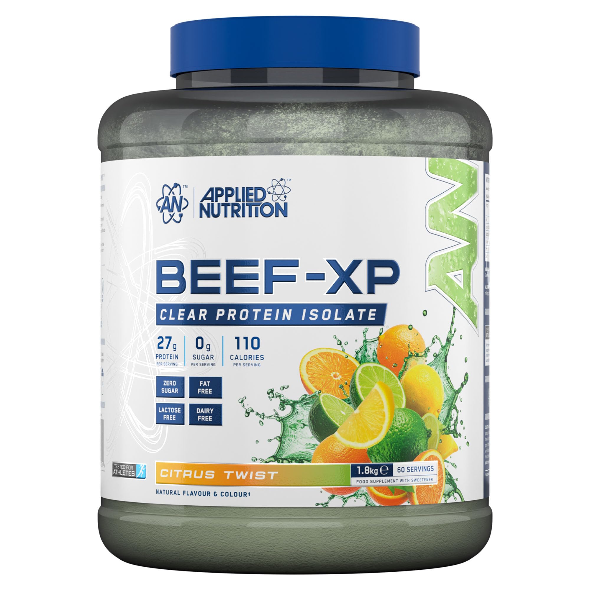 Applied Nutrition Clear Hydrolysed Beef Protein Isolate Powder, Fruit Juice Style, Dairy Free, Lactose Free, Zero Sugar, Low Fat, 1.8kg - 60 Servings (Citrus Twist)