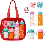 Fash n kolor®, Ma douce bébé Disparition d'un ensemble de nourrissage de poupée 6 Ensemble de jeux de poupées pour poussette à jouets 2 Lait & Bouteilles de jus avec 2 Pacificateur de jouets pour poupée bébé