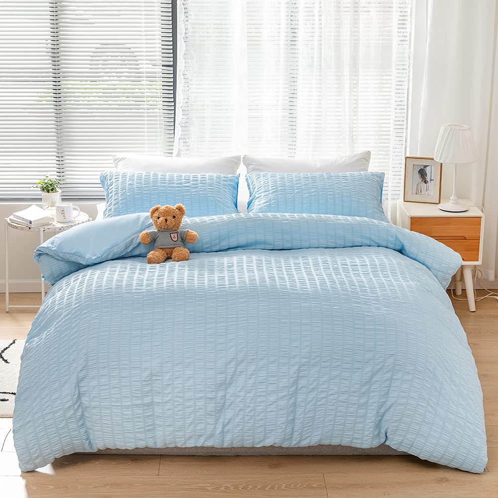 Parure de lit 2 personnes bleu 230x260 pour une chambre moderne et zen