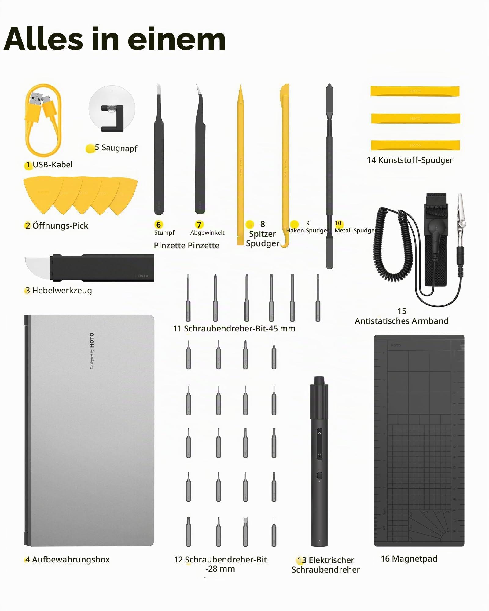 HOTO Präzisions-Schraubendreher-Set, 48 in 1 Magnetische Bits, Werkzeug | Handy Reparatur für Brillen Uhren Uhrmacher PC Laptop Switch PS4/5 Kamera, Feinmechaniker Schraubenzieher Set