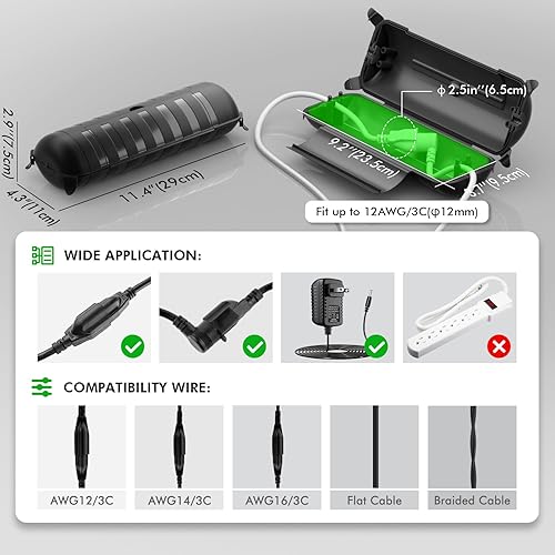 Miniatura 2 de RESTMO Caja de conexión impermeable para exteriores, cubierta de cable de extensión eléctrica resistente a la intemperie, cubierta sellada segura