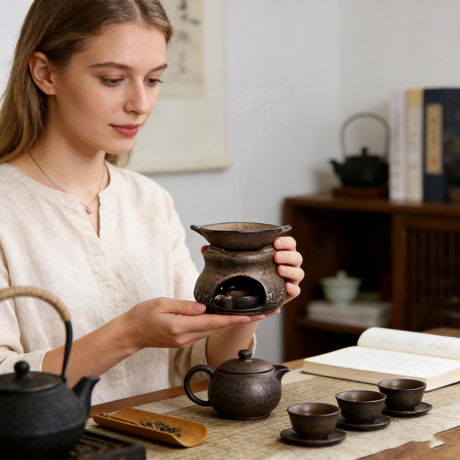 Fornello Aromaterapico Diffusore Di Aromi In mica Multifunzionale Con 2 | Kit Bruciatore Zen Ad Incenso E Per Sala Yoga, Casa, Ufficio, Scrivania, Camera Da , Meditazione