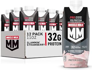 Pro Advanced Nutrition Protein Shake, Slammin' Strawberry, 11 Fl Oz Carton, 12 Pack, 32g Protein, 1g Sugar, 16 Vitamins & Minerals, 5g Fiber, Workout Recovery, Bottle, Packaging May Vary