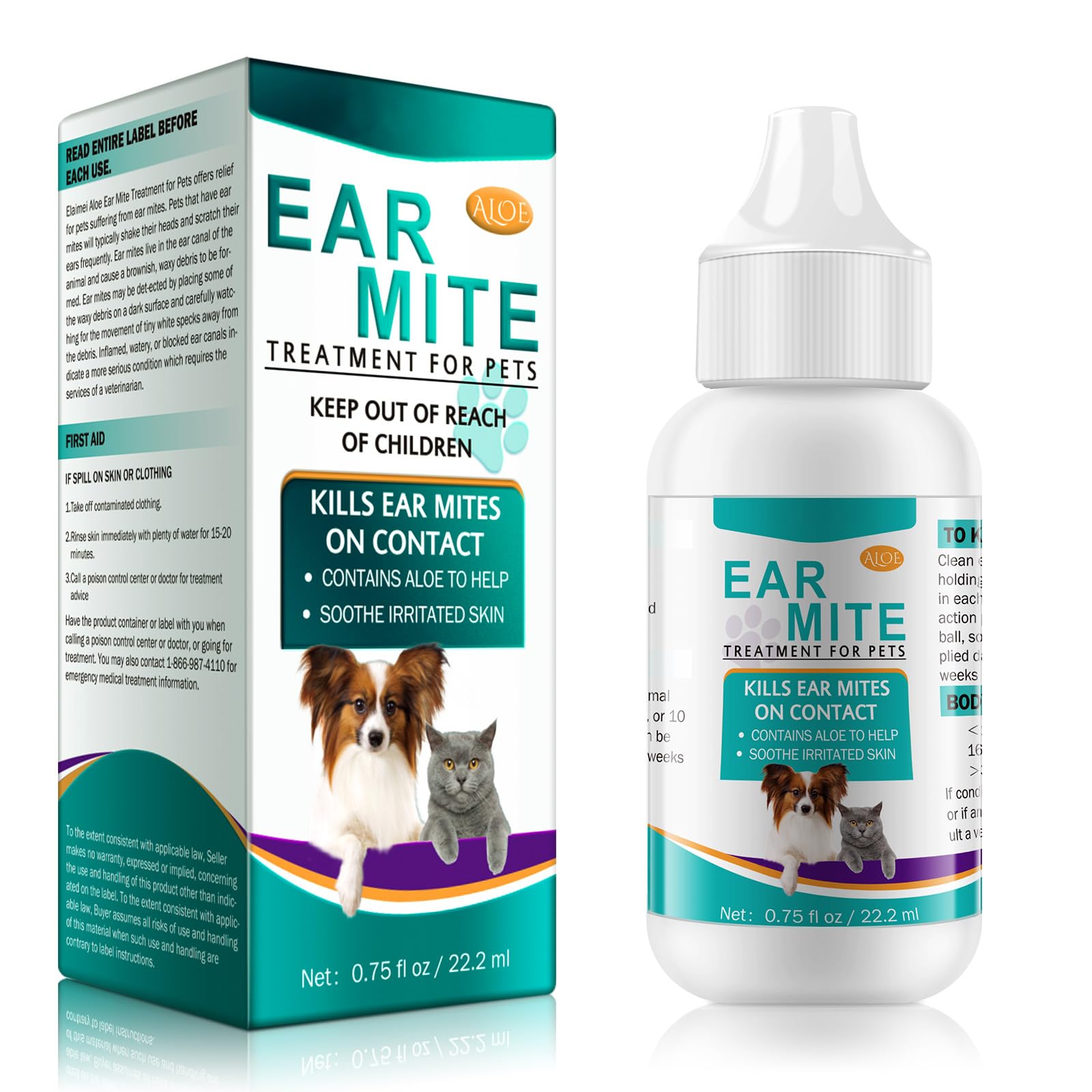 Wonderfulife Cat & Dog Ear Cleaner Solution, Ear mite treatment for dog & Cat,Provides Relief For Yeast Infection, Dog Ear Drops to Stop Wax Build Up, Head Shaking, Discomfort, Ear Odour & Scratching