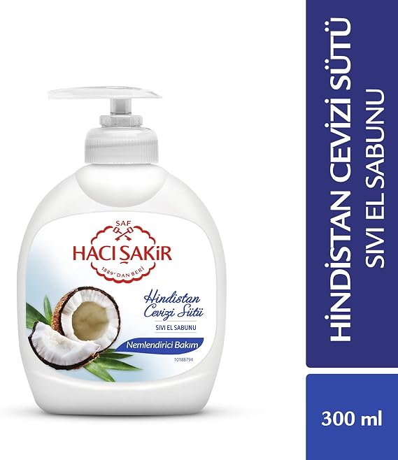 Hacı Şakir Hindistan Cevizi Sütü Nemlendirici Bakım Sıvı El Sabunu (300 ml)
