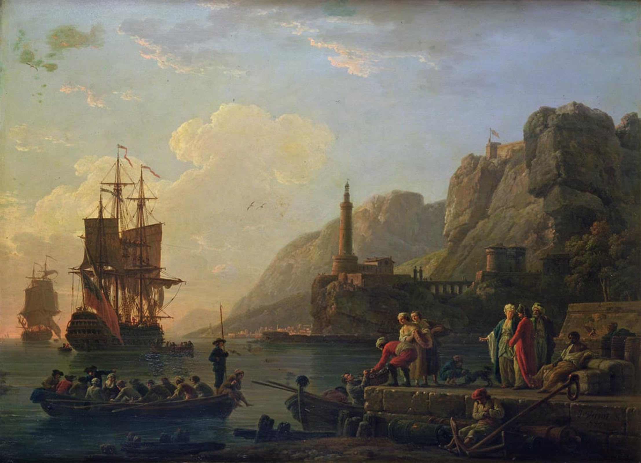 ARTXLXXBN Famous Painting Canvas Artwork Graffiti Print the Harbour by Claude Vernet Portrait Canvas Image for Home Decor 60x90cm