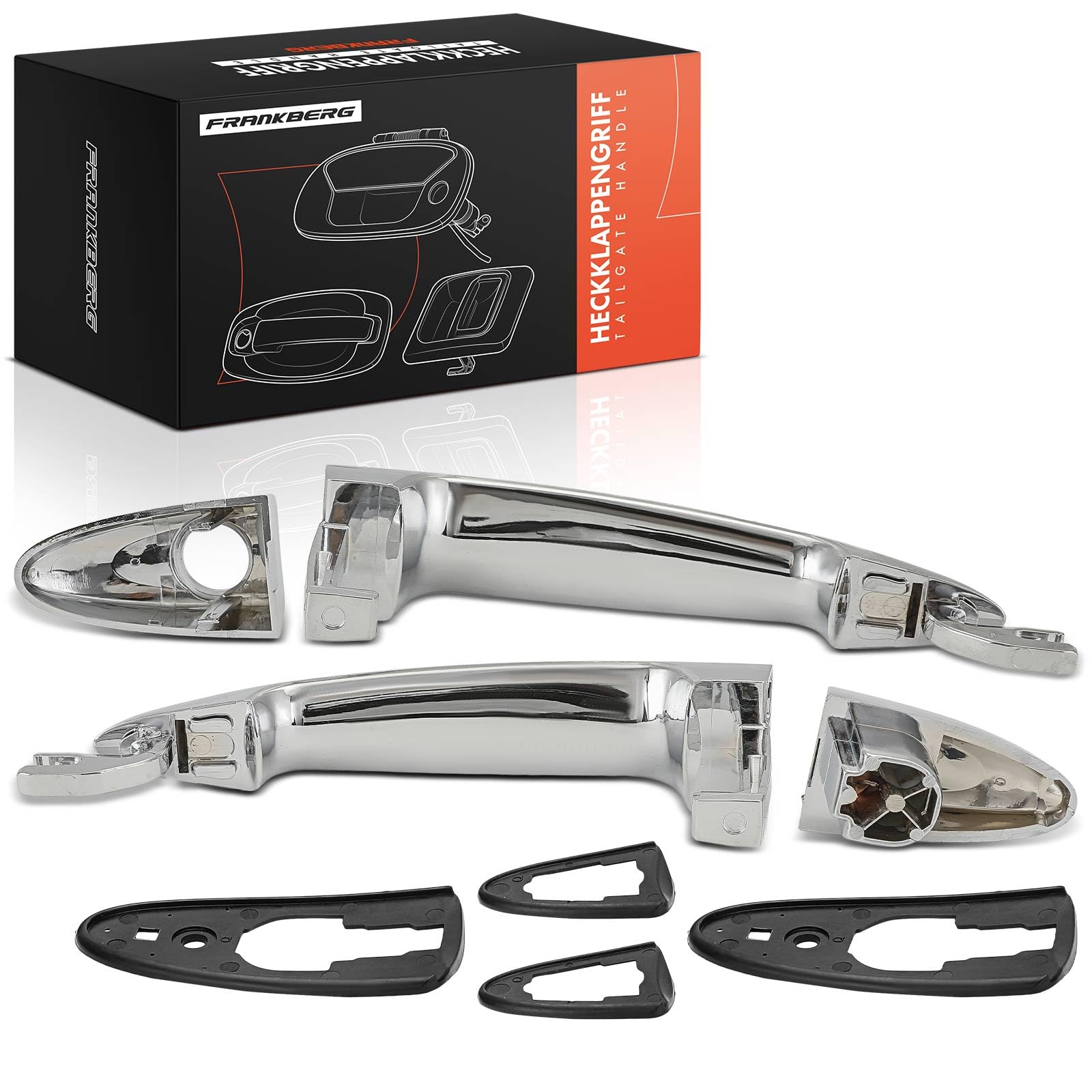 Frankberg 2x Maniglia dell'auto Maniglia Apriporta dell'auto Esterno Anteriore sinistro Destro Plastica Argento Cromata Compatibile con Ypsilon 843 Compatto 2003-2011 Replace# 735409024