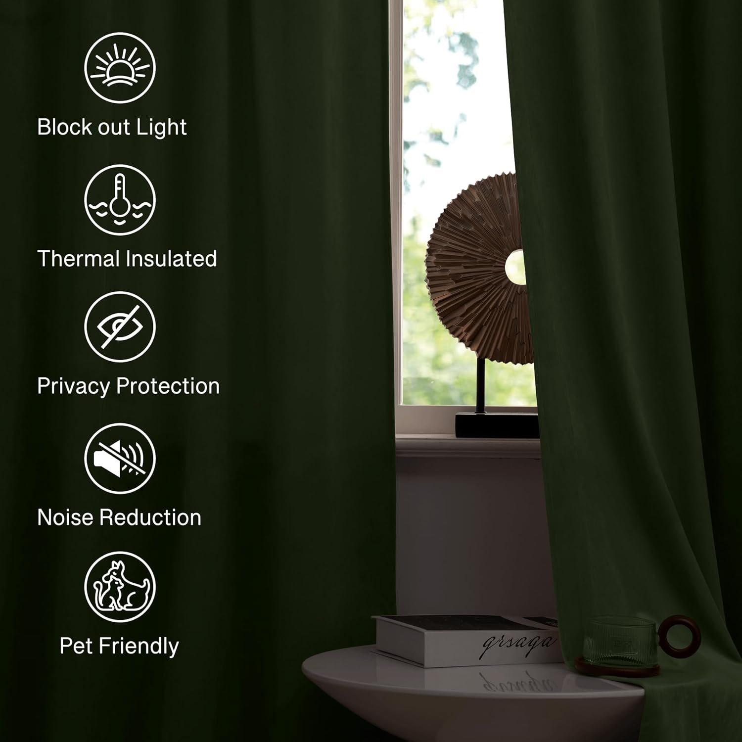 StangH Sage Green Velvet Curtains for Living Room Super Soft Thermal Insulated Privacy Protection Room Darkening Drapes for Bedroom/Nursery, W62 x L96, 2 Panels
