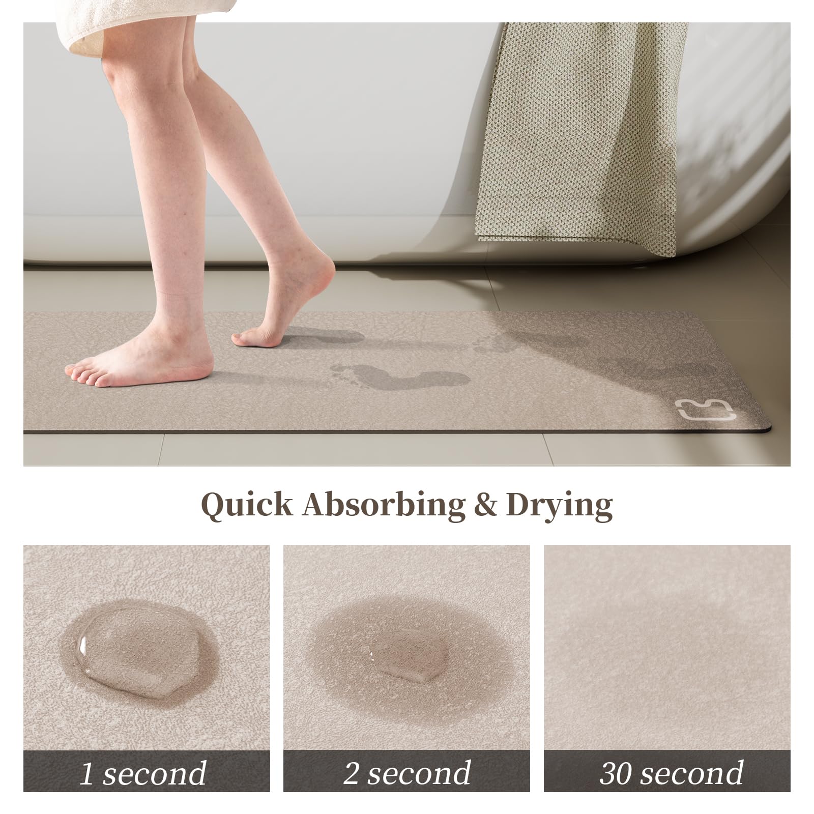 Alfombra de baño de 17 x 32 Pulgadas, de Secado rápido, súper Absorbente, de Tierra de diatomeas, Parte Inferior de Goma Antideslizante, Alfombra de baño Fina para Debajo de la Puerta, alfombras de