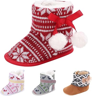 Amazon.com: Botas de nieve de Navidad para niños y niñas, patrón de  Navidad, botas de terciopelo grueso, botas de campo de nieve, zapatos de  preandador para recién nacidos : Ropa, Zapatos y