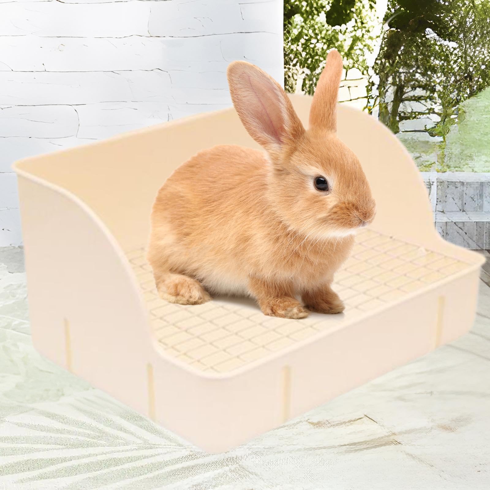 Kaninchentoilette, Ecktoilette, Urinschale, Stubenreinheitstraining, Ecktoilette für Frettchen, Ratten, Chinchillas Und Hamster, Beige