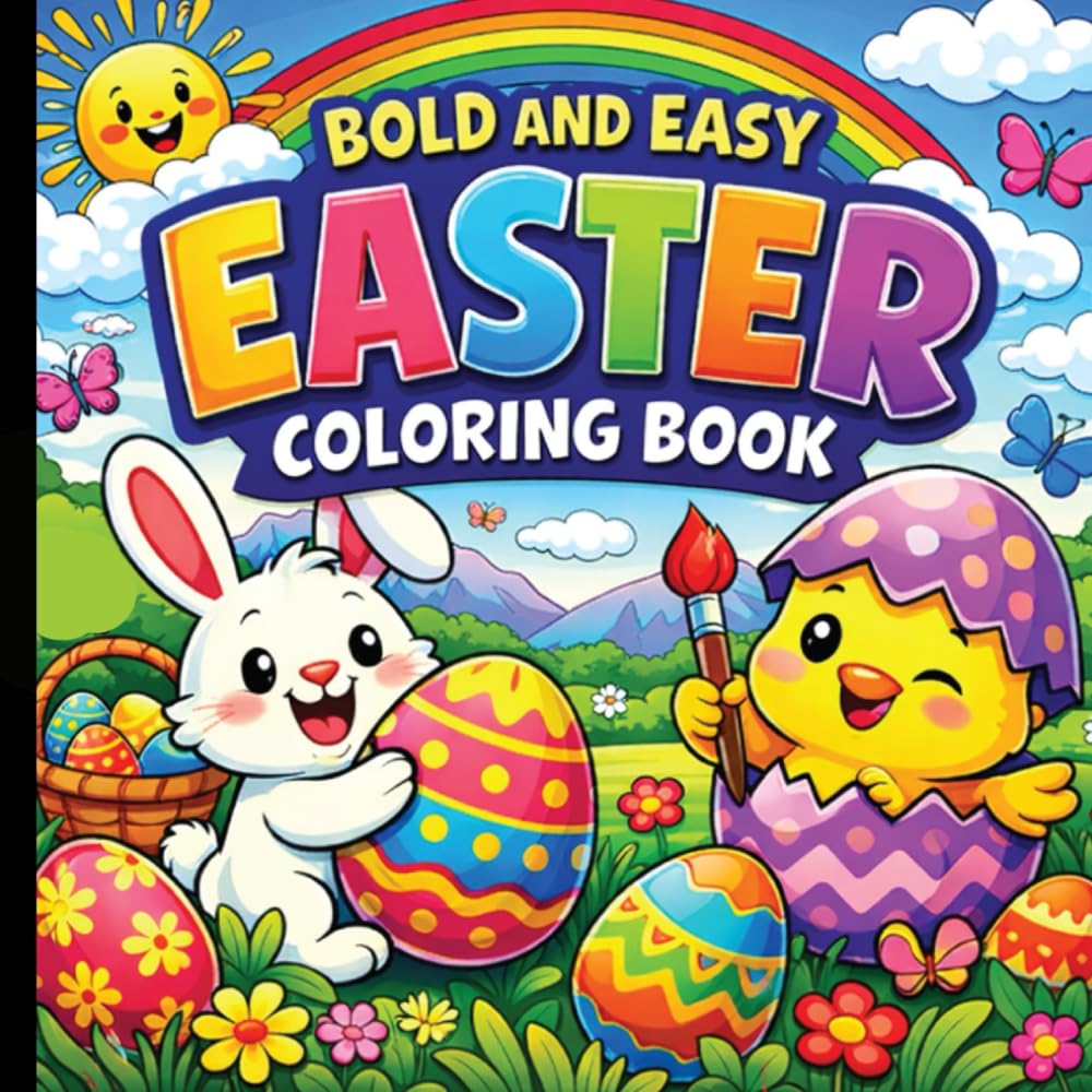 Bold and Easy Easter Coloring Book: Simple Spring Designs for Relaxation and Stress Relief.