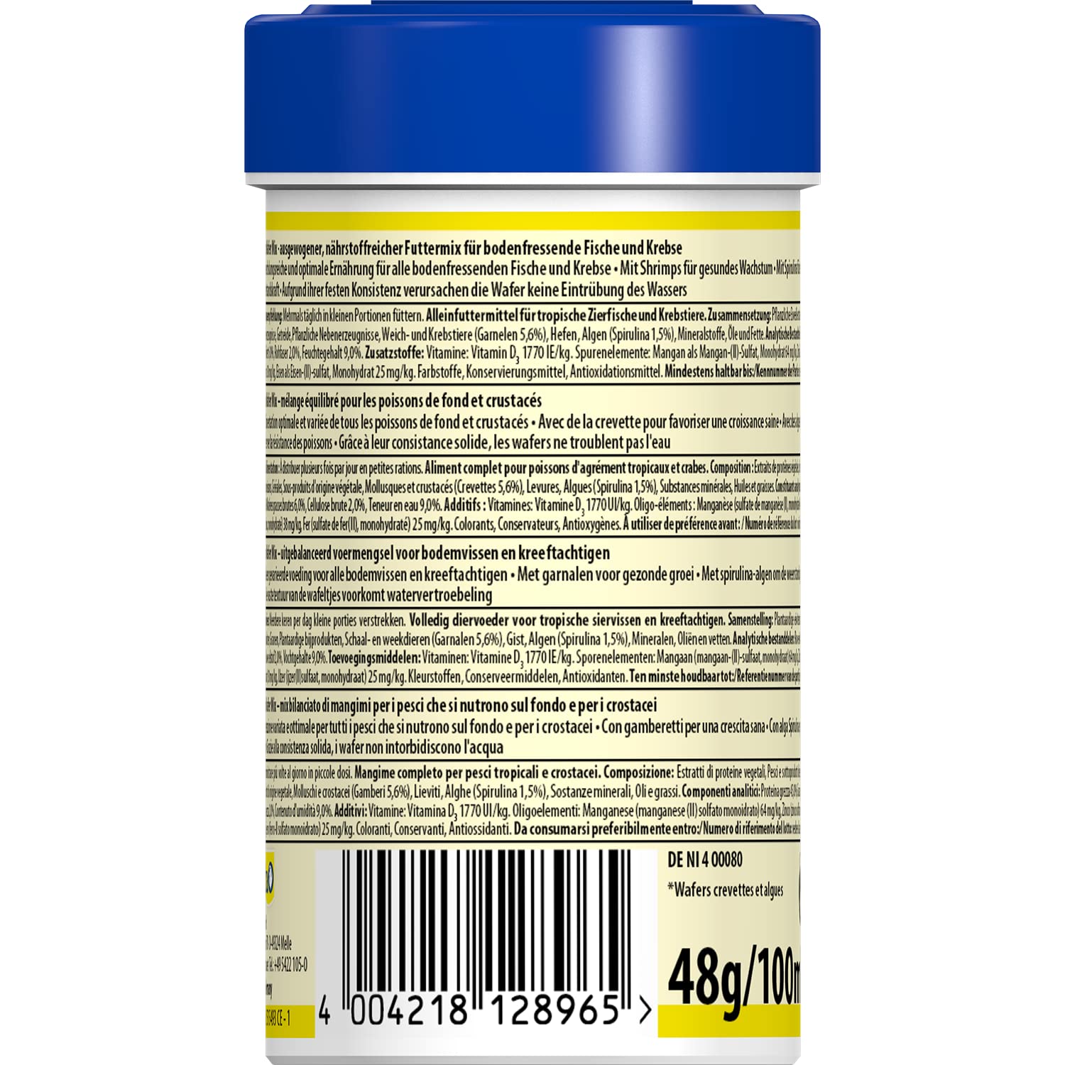 Tetra Wafer Mix – Alimento para todos los peces de fondo (por ejemplo, siluros) y crustáceos, para el crecimiento saludable y la vitalidad, bote de 100ml