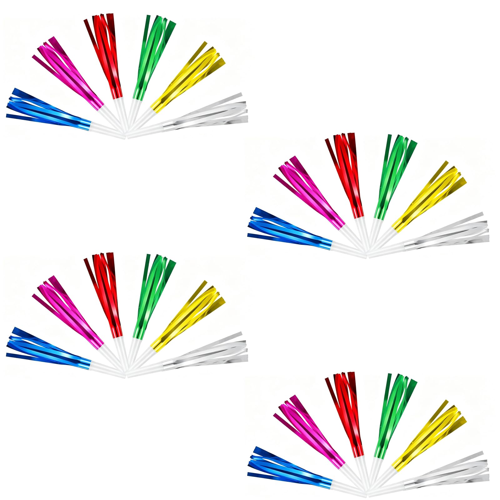 24 Pcs Party Blower, Colorful Noise Makers,Glitter Metallic Fringed Noise,Party Blowers for Kids,for Sporting Events Party Whistles Birthday Horns New Years Partys Halloween Partys (Multicolor)