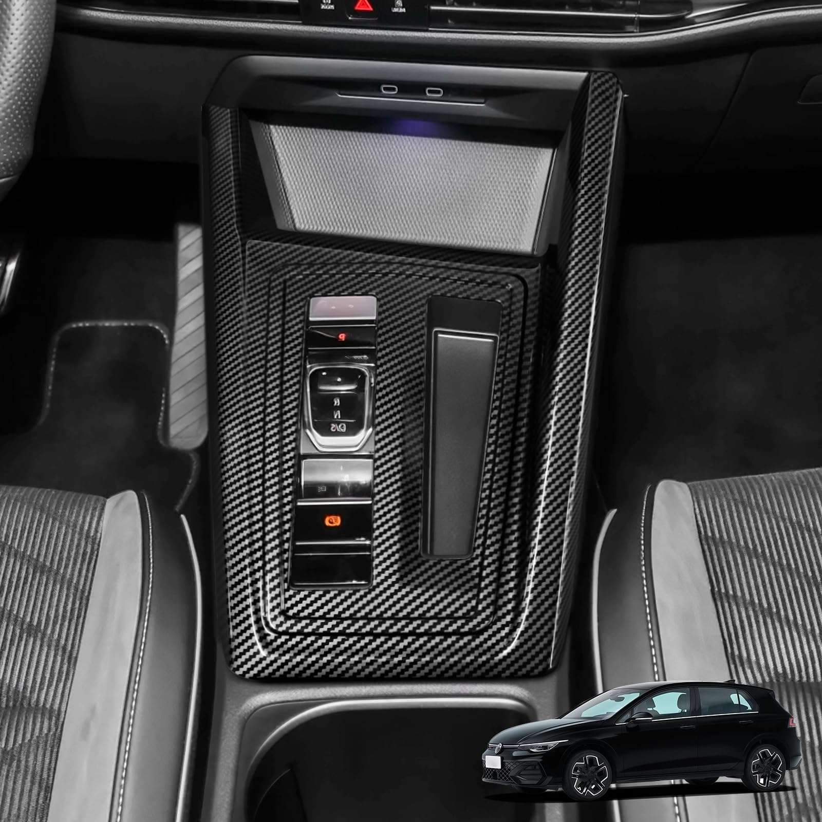 Mittelkonsole Schalttafel Abdeckung Getriebeabdeckung Für VW Golf 8 MK8 2021-2026 Innenraum Zubehör (Karbonoptik)