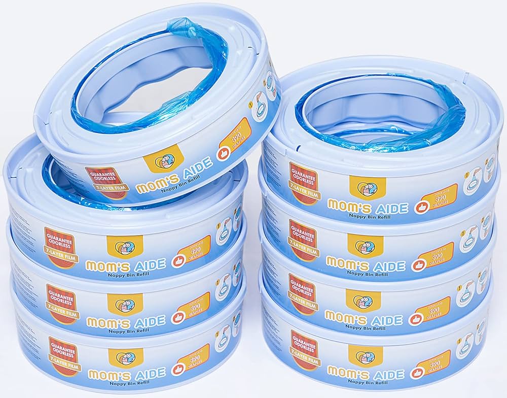 Nappyly Nappy Bin Refill Cassettes - Compatible With AngelCare And Litter Locker Diaper Disposal Systems - Pack Of 4 Refills - 7 Layer Bags Add Extra