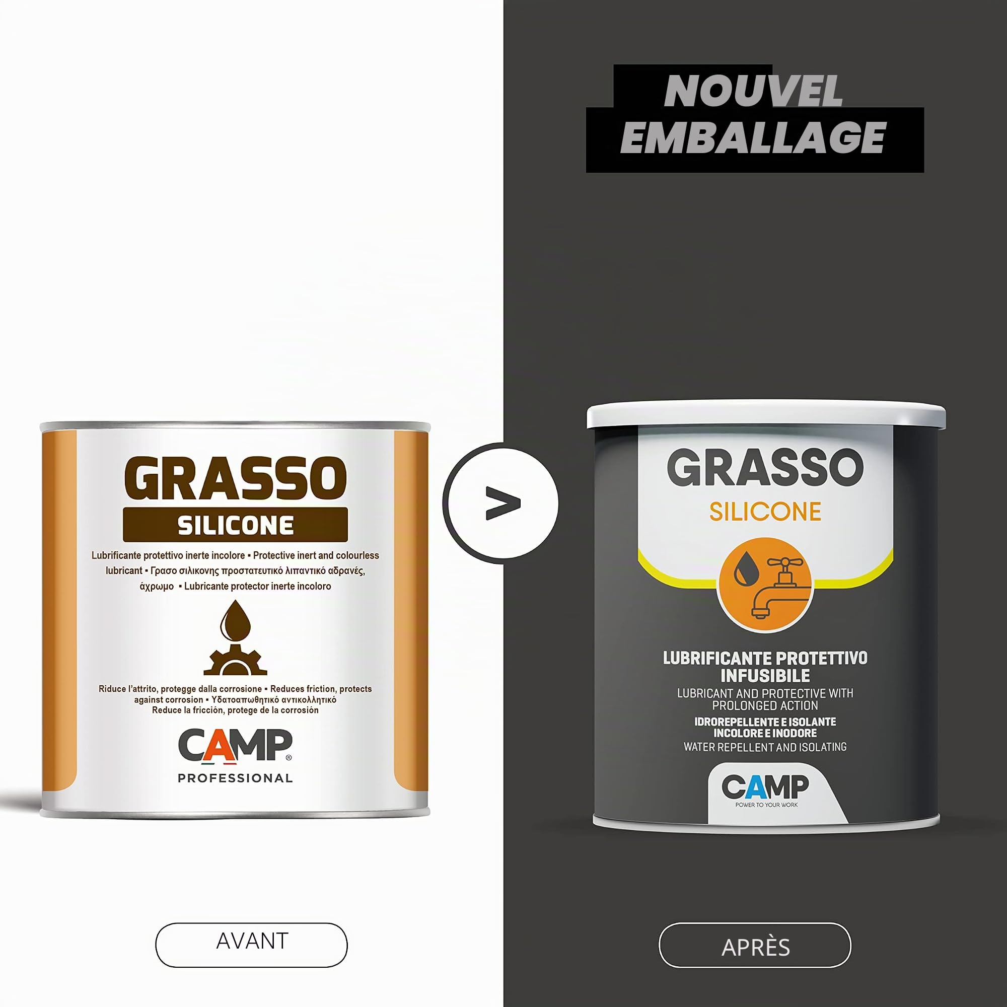 CAMP Graisse Silicone, Graisse Lubrifiante en Silicone, Infusible, Protectrice, Transparente, Inerte, Inodore et Hydrofuge, 1 kg