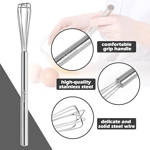 Miniatura 5 de Webake Mini batidores de acero inoxidable de 10.25 pulgadas, pequeños batidores de café expreso, distribución de café pequeño, batidor de barra