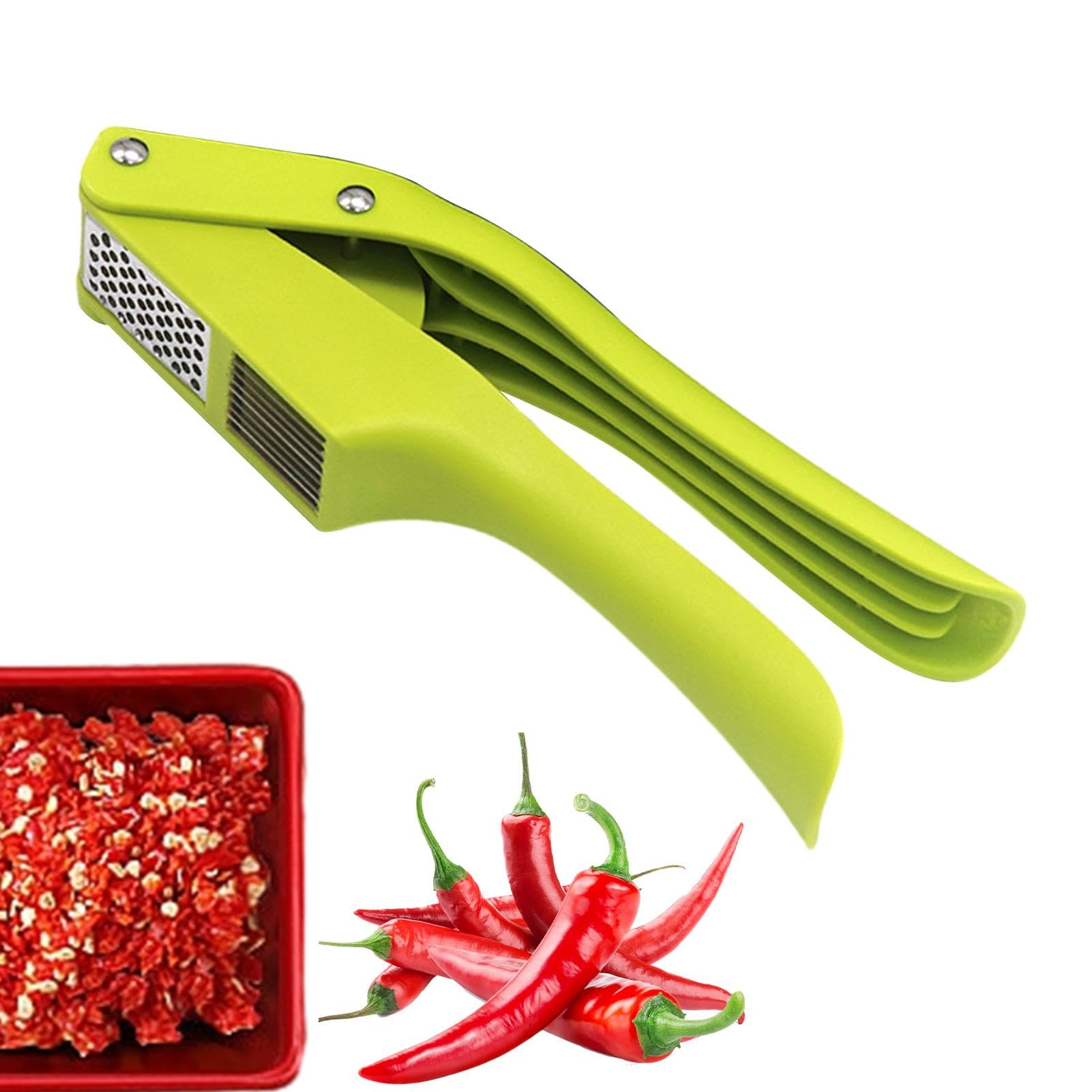 1/2 picadora de ajo, picadora de ajo, herramienta de prensa de jengibre con mango ergonómico, trituradora manual de jengibre de acero inoxidable, herramienta profesional para frutos secos, semillas | con mango ergonómico, trituradora manual de jengibre de