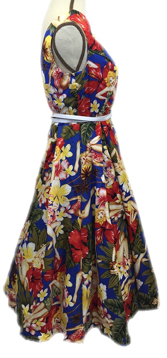 Boolavard Femmes Robe de Rockabilly des années 50 Audrey Hepburn + Sac à Linge + Cadeaux-Shopper Bag