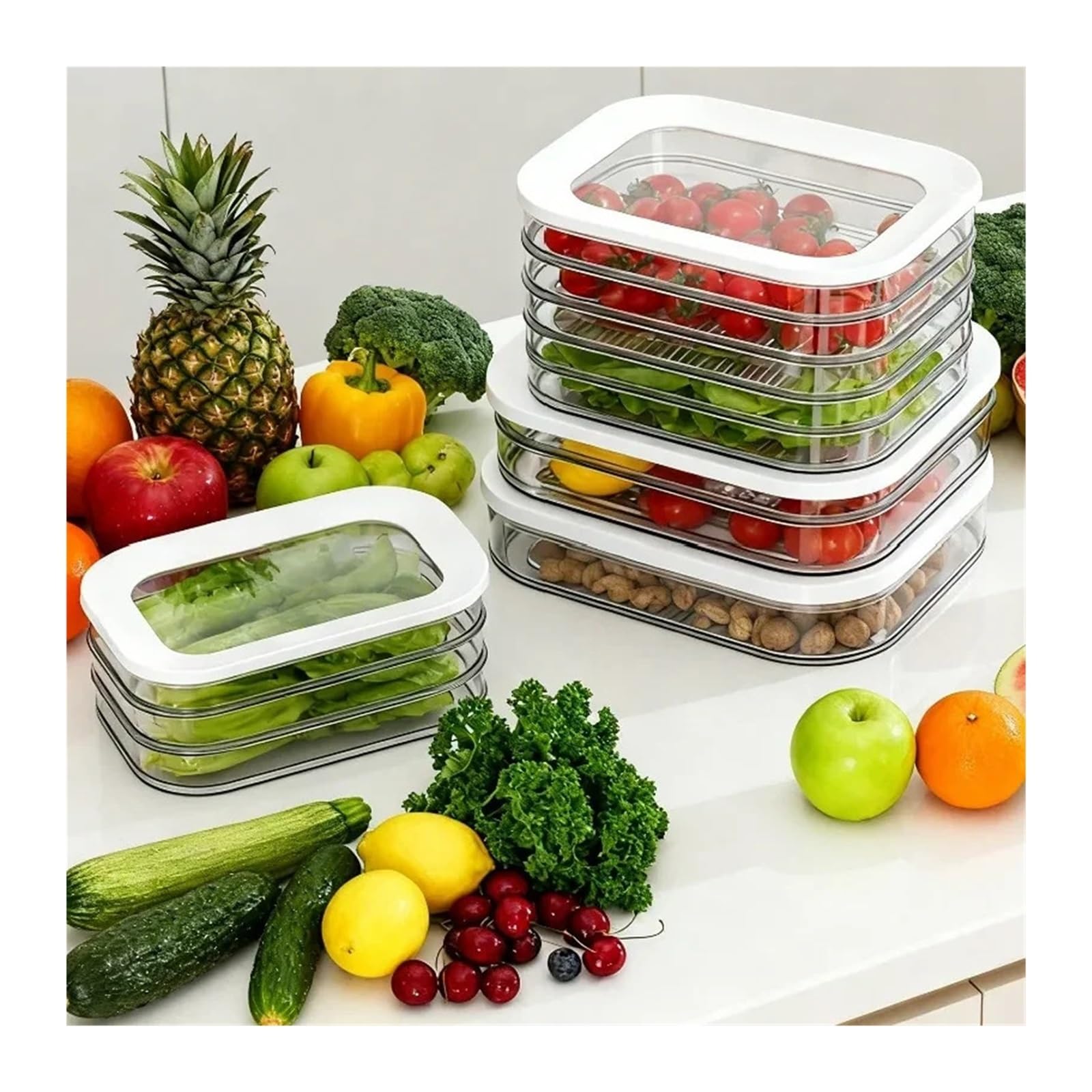Scatola for la conservazione degli alimenti impilabile, con coperchio