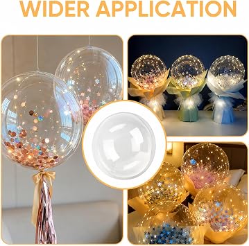 10 Pcs 18 Inch Clear Bobo Balloons - Fillable Bubble Party Decorations | Crystal-Clear Displays, Fill With Confetti Or Lights, Inflates With Air Or Helium, For Wedding And Birthday Photo Displays