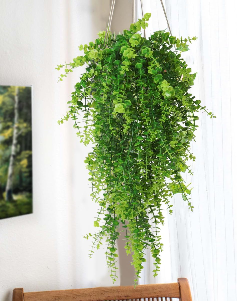 RECUTMS Hanging Money Plants Fake Outdoor Hanging Artificial Flower for Outdoors Hanging Basket Hanging Artificial Plants Plastic Plants Home Garden Wedding Party Decorations