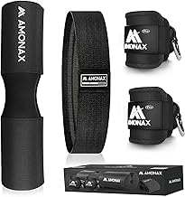 Amonax Barbell Squat Pad, Extra Thick Foam Padding for Neck & Shoulder Support, Heavy Duty Gym Fitness Workout Cover for Women Hip Thrusts, Weight Lifting and Heavy Squats