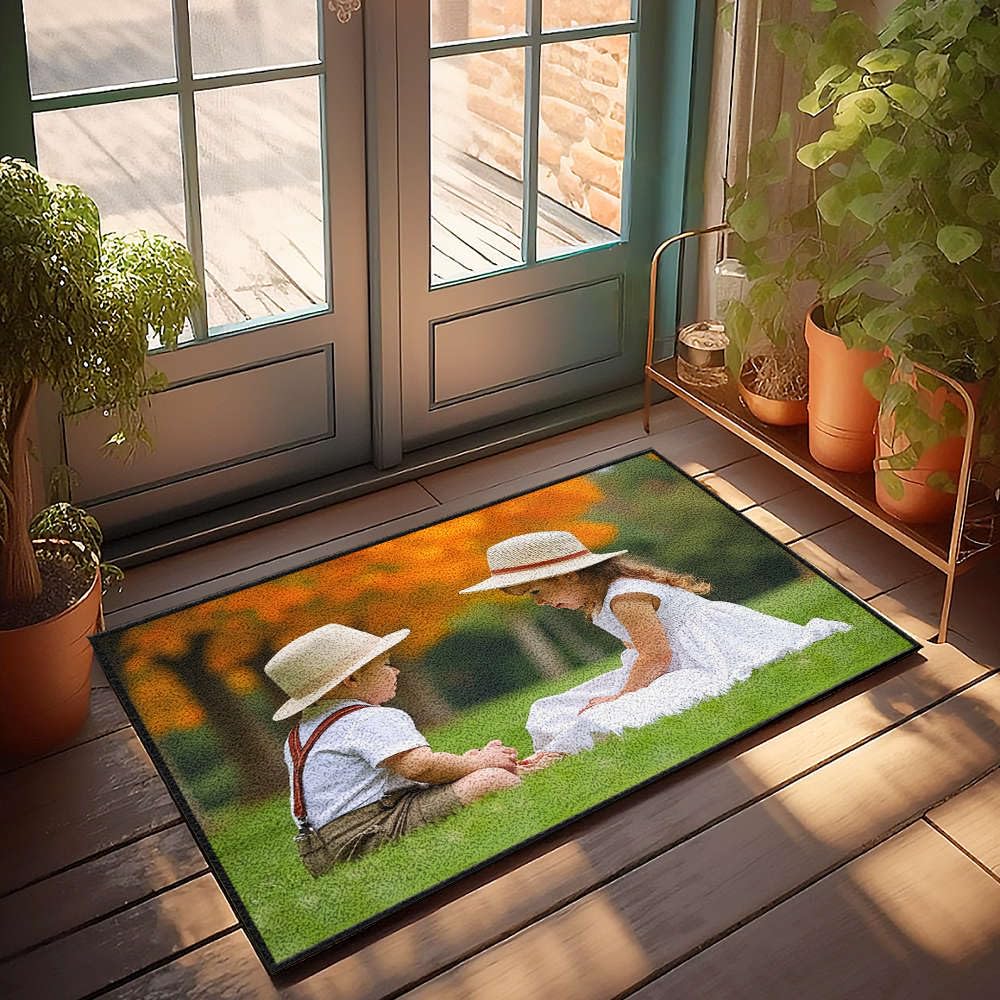 Paillasson d'intérieur 65 x 90 cm grand tapis d'automne anti-poussière motif enfants