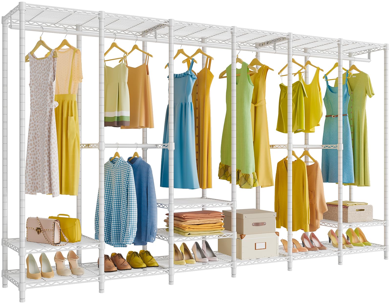 VIPEK V60 Extra Large Clothes Rack Portable Closet Rack Freestanding Wardrobe Heavy Duty Garment Rack Metal Closet for Hanging Clothes, Bedroom Storage Organizer, Max Load 1620lbs, White