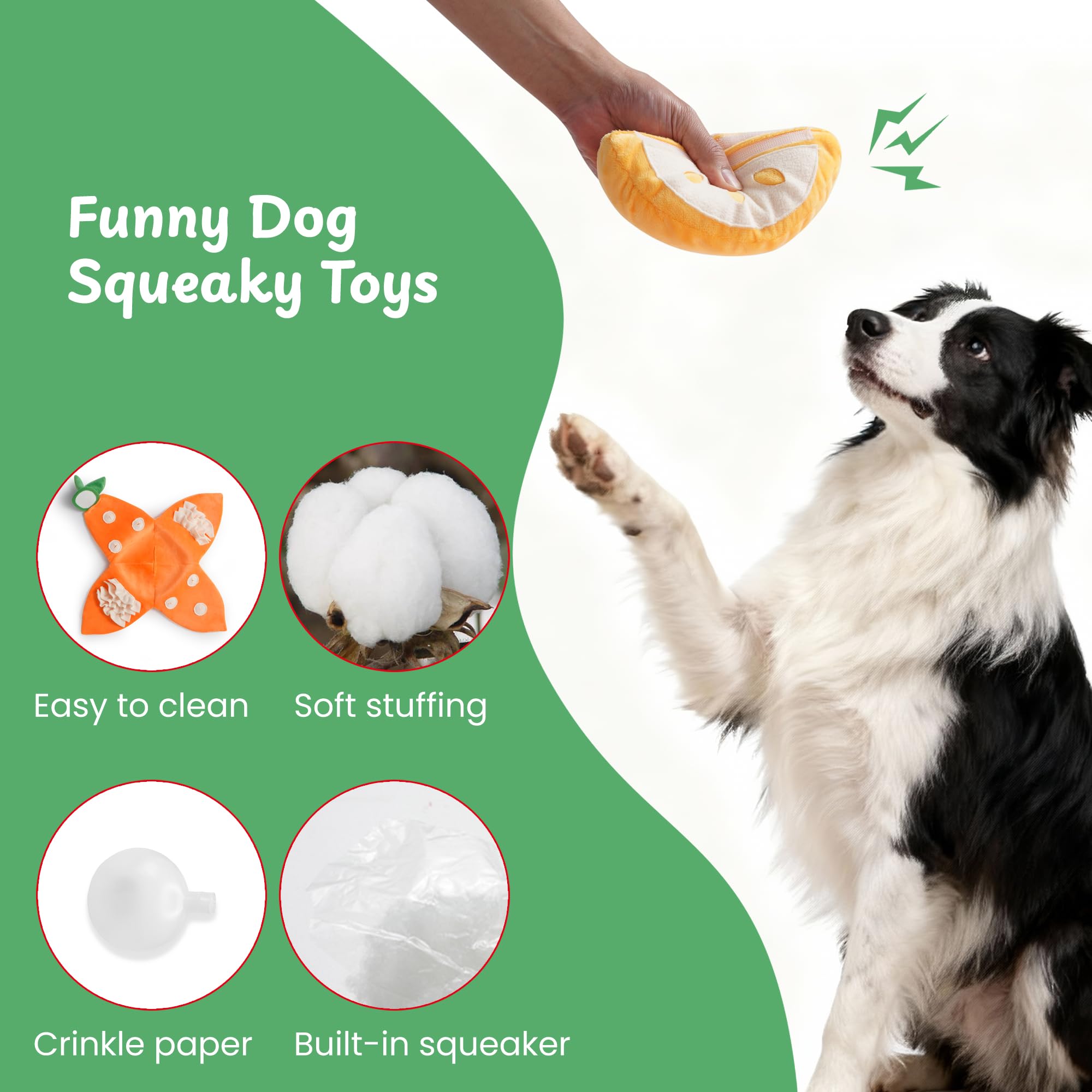 Nocciola Juguete chirriante Interactivo para Perros, 5 en 1, Tema Naranja, Juguete de Peluche de Inteligencia con Rompecabezas para Mantener a los Perros ocupados, Hide and Seek para Perros pequeños