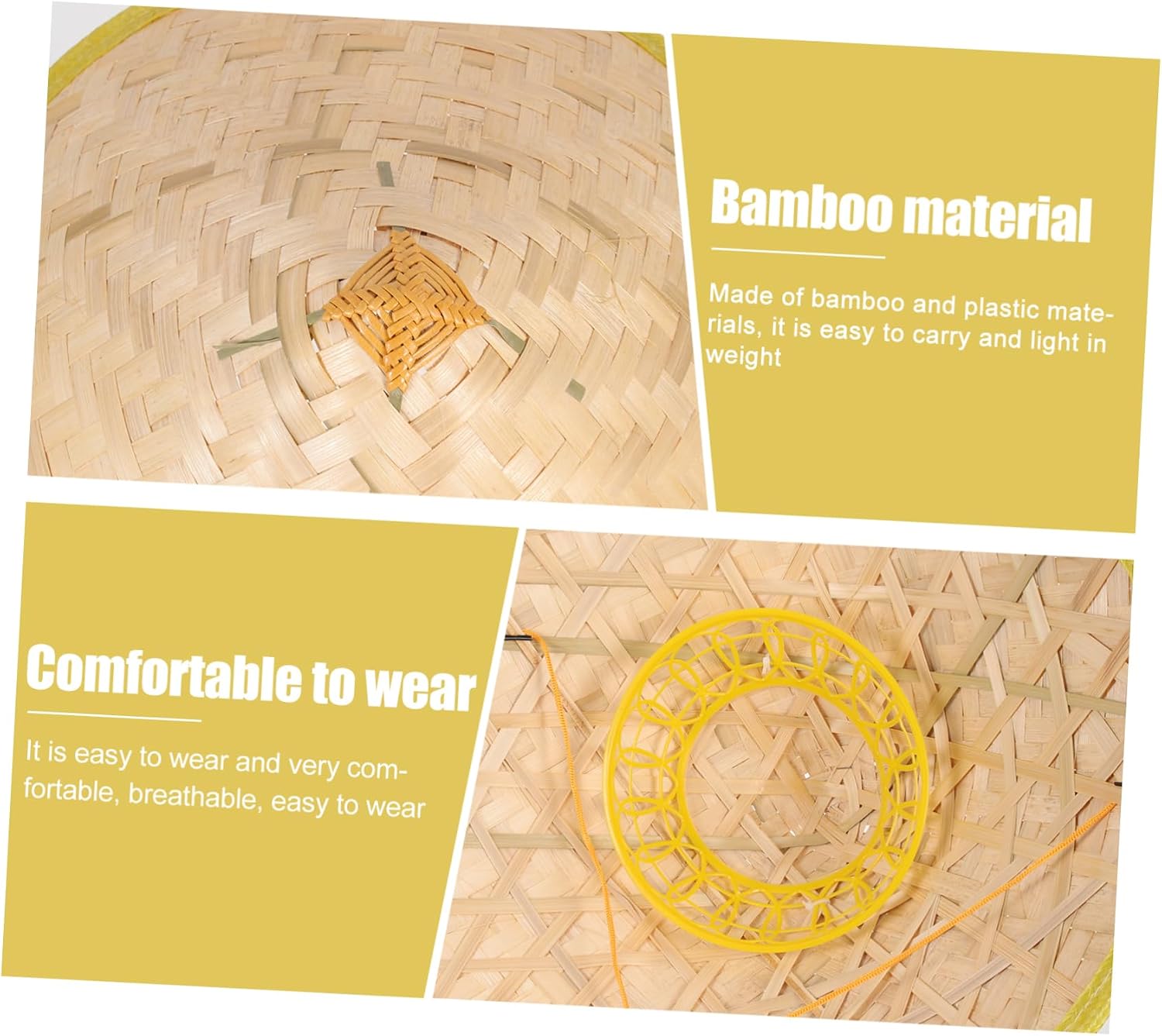 3pcs Straw Hats for Women Straw Hat Adult Oriental Cap Rain Stage Performance Props Light Yellow