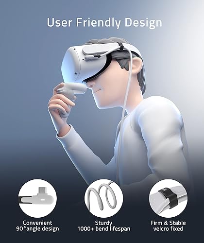 Vista 4 de Syntech Cable de enlace de 16 pies compatible con OculusMeta Quest 2ProPICO 4 accesorios VR, cable de transferencia de datos de alta velocidad