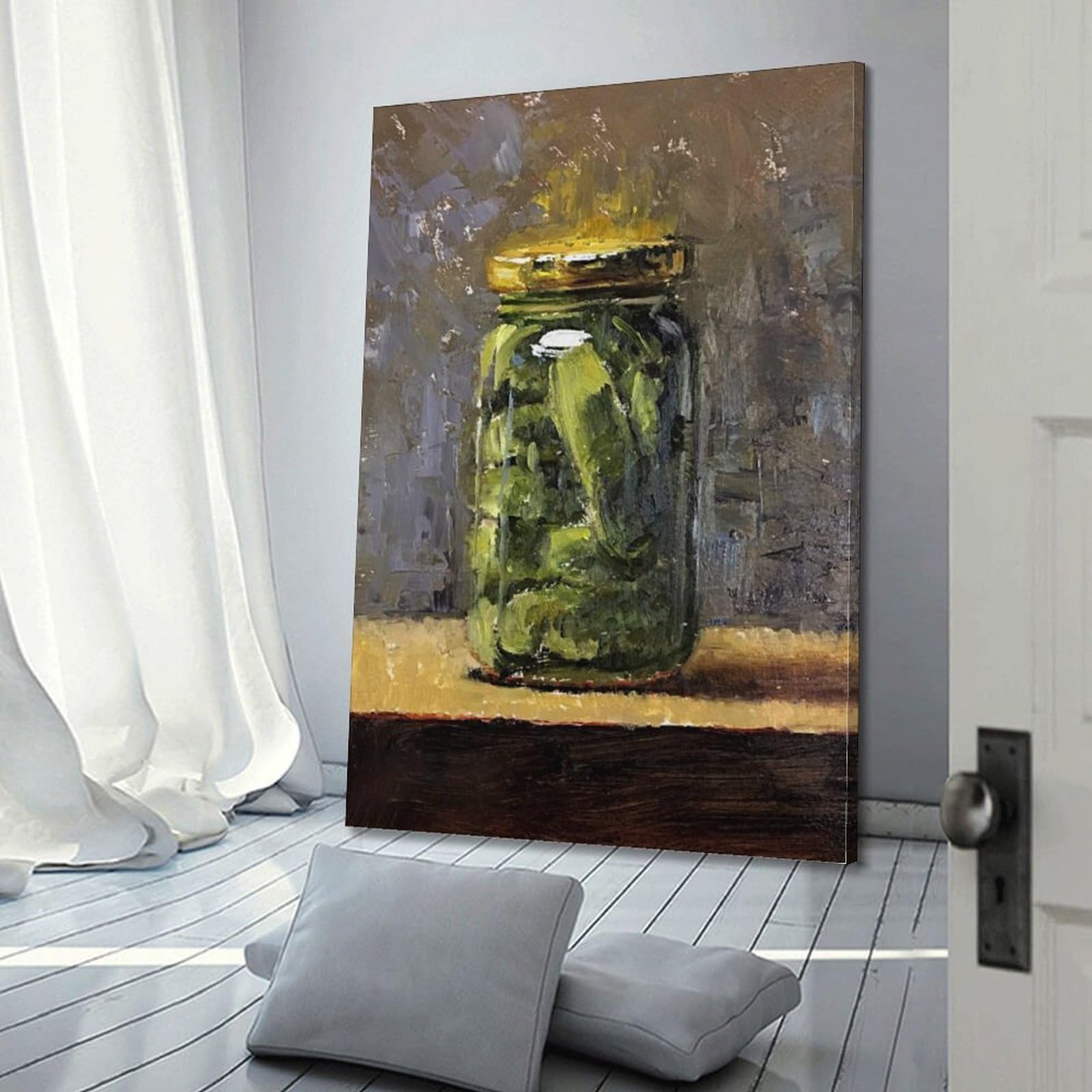 DLJGDS Ölgemälde mit eingelegter Gurke, Stillleben, Gemüse, dekoratives Gemälde, Leinwand, Wandposter und moderne Familienschlafzimmer-Dekoration, 60 x 90 cm