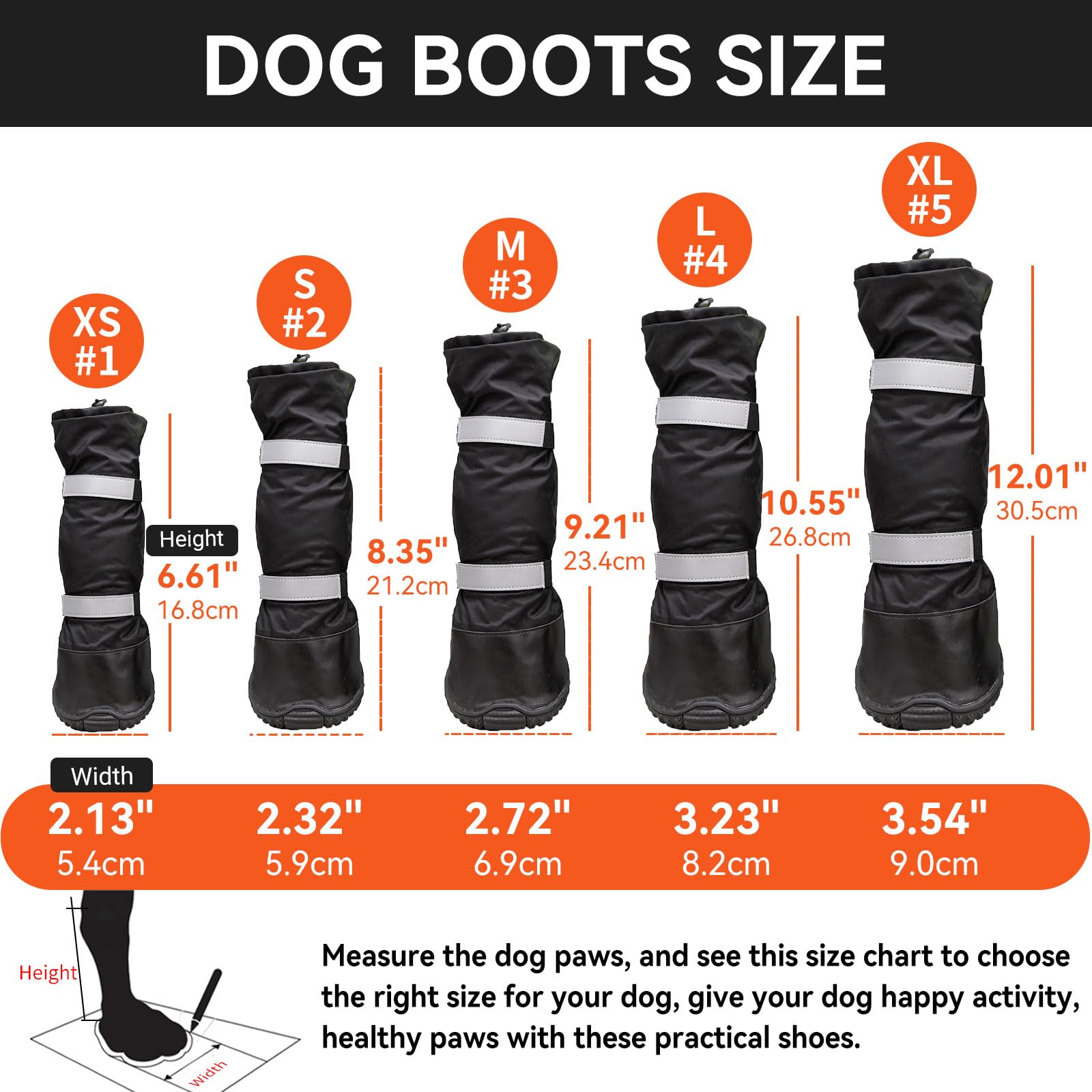 Lot de 4 bottes imperméables pour pattes de chien avec bande réfléchissante - Chaussures antidérapantes pour la neige, la glace, les trottoirs pluvieux et chauds - Noir - Taille 1