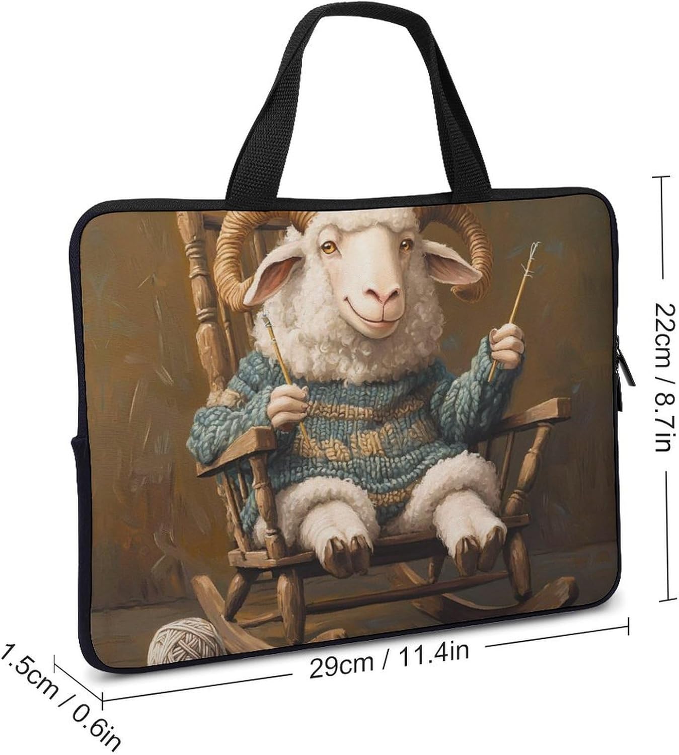 Sheep Knitting Print Laptop Bag Lightweight Computer Bag Carrying Case for Work Business