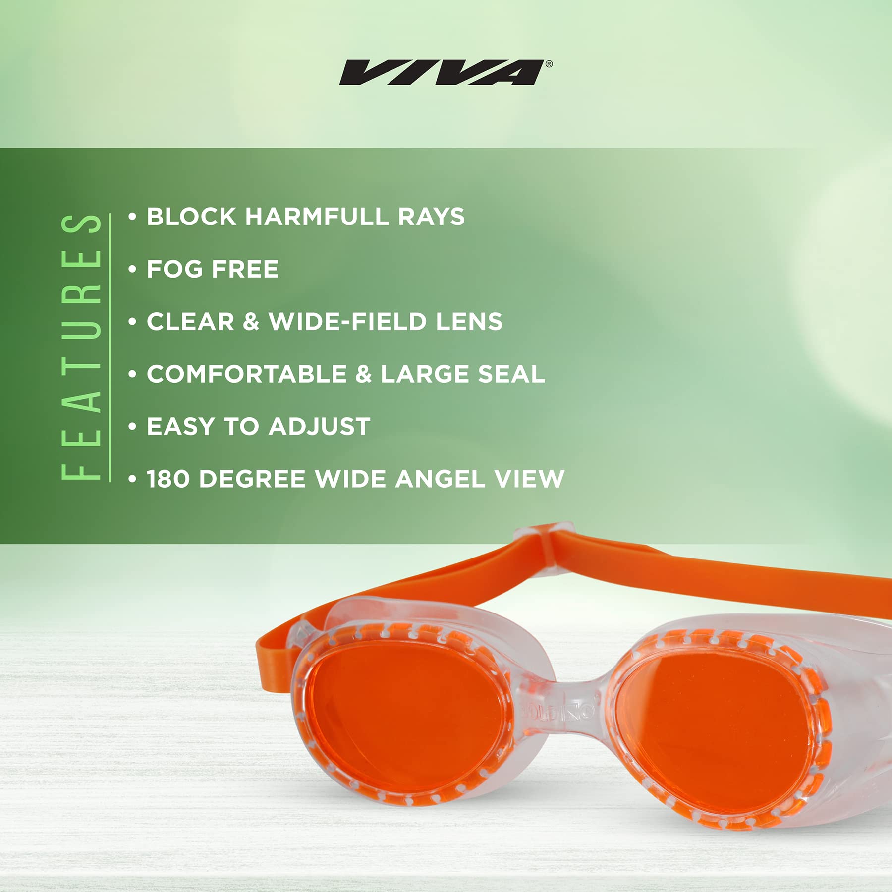 Viva Sports Combo Set of Swimming Cap and Goggles (Orange)