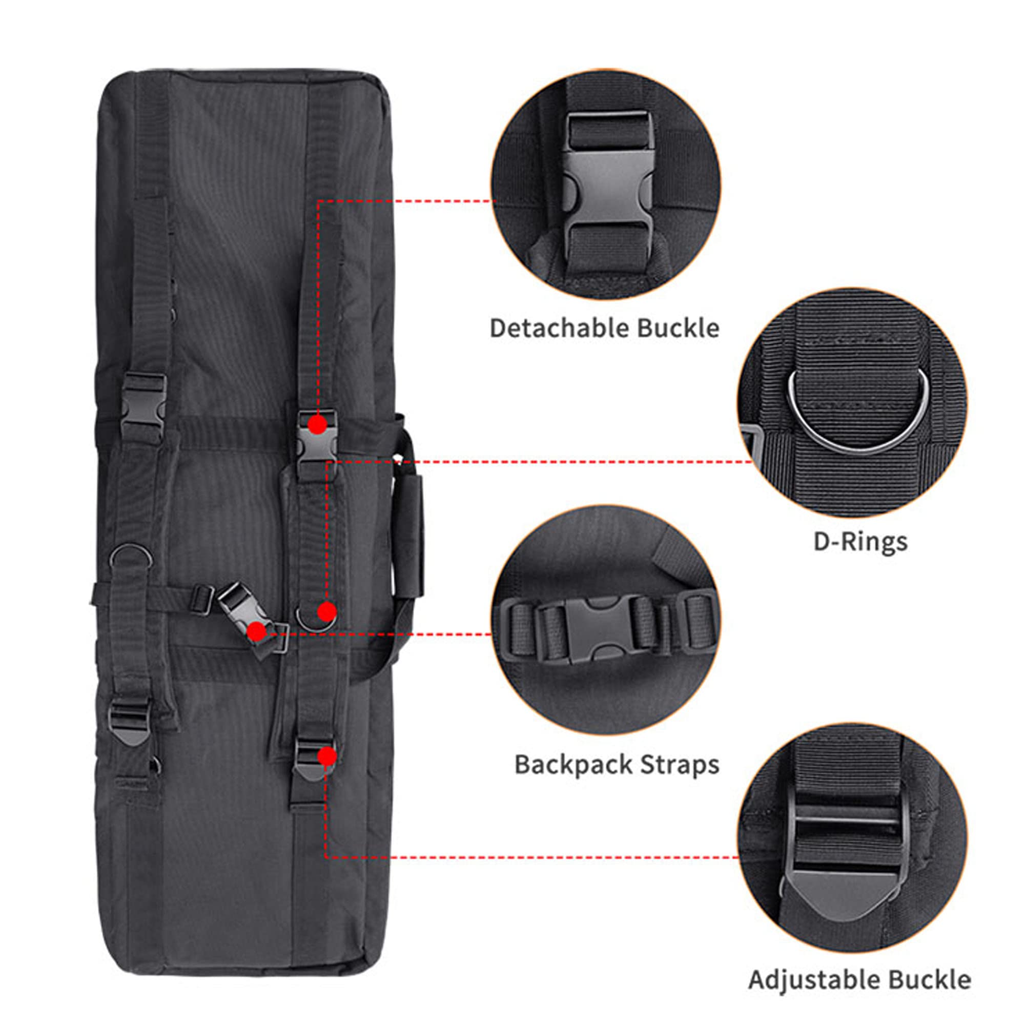 Estuche de Escopeta Doble, Bolsa de Escopeta, Estuche de Rifle, Estuche de Pistola táctica Multifuncional, Estuche de Pistola Airsoft con Correa para el Hombro (