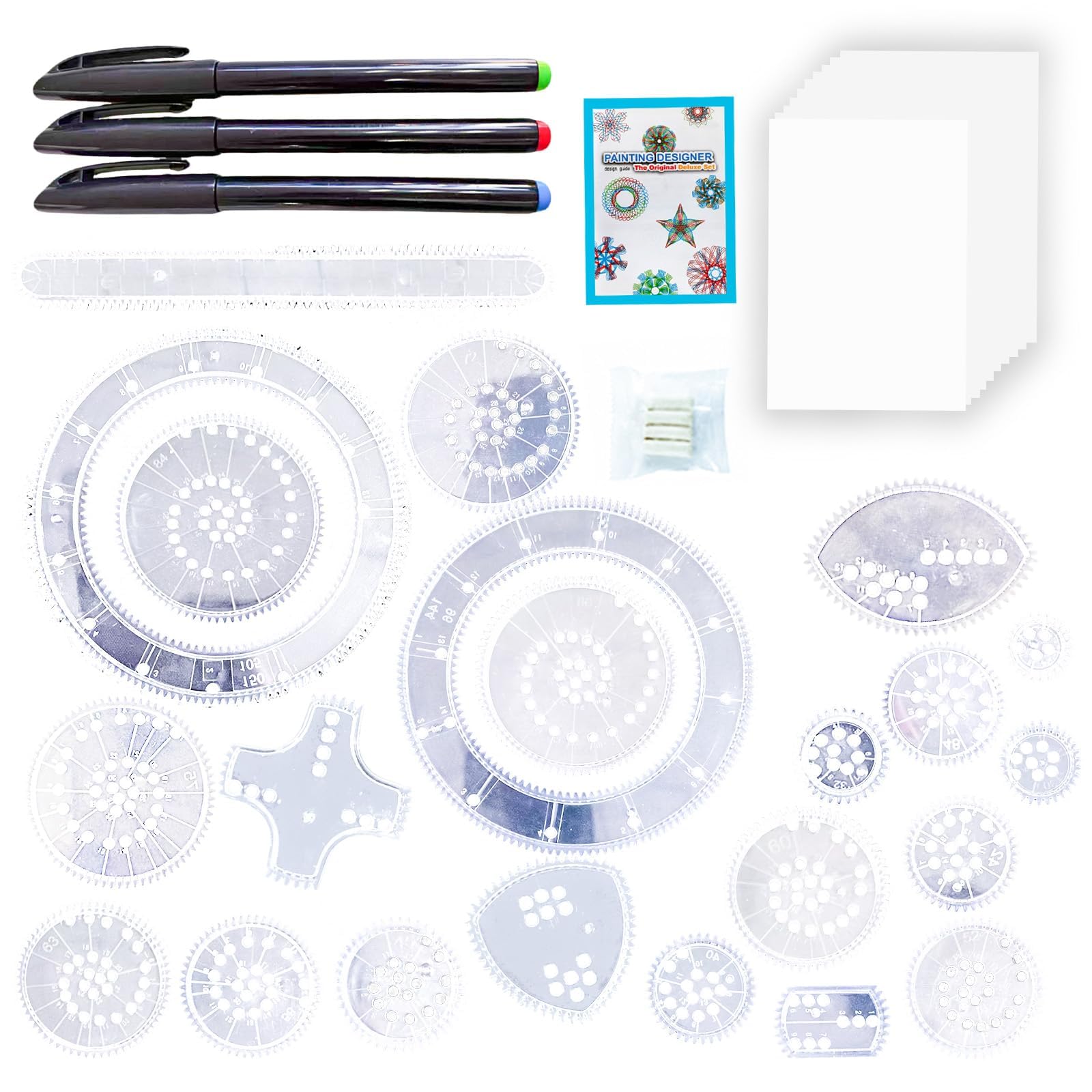 Wafuesh Deluxe Ensemble De Dessin Spirale 26 Pièces Pochoirs Créatifs Multifonctionnels